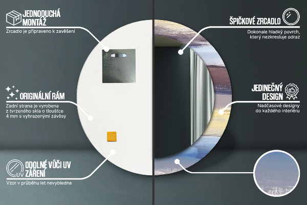 Espejo redondo marco con estampado decorativo Imagen abstracta