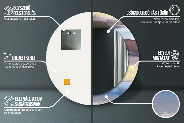 Espejo redondo marco con estampado decorativo Imagen abstracta