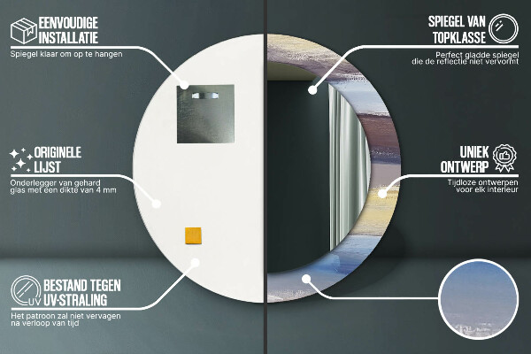 Espejo redondo marco con estampado decorativo Imagen abstracta