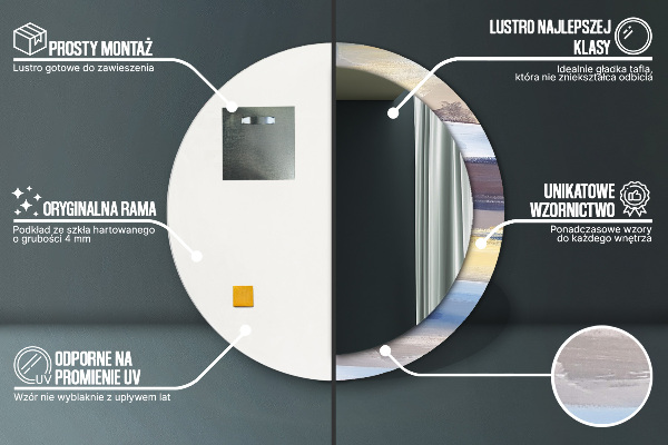 Espejo redondo marco con estampado decorativo Imagen abstracta