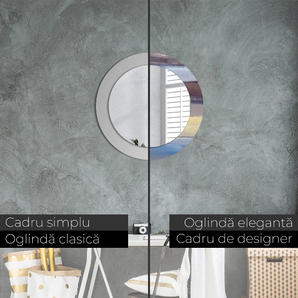 Espejo redondo marco con estampado decorativo Imagen abstracta