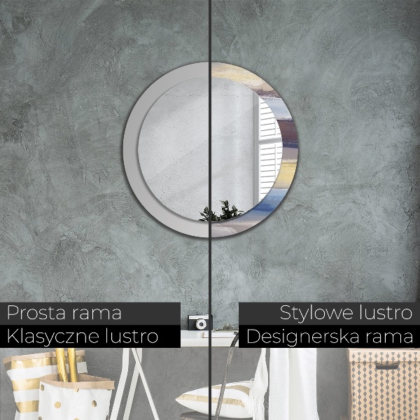 Espejo redondo marco con estampado decorativo Imagen abstracta
