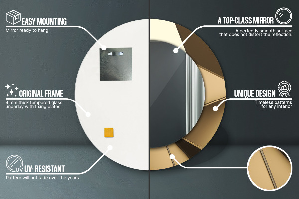 Espejo redondo marco con estampado decorativo Abstracción moderna