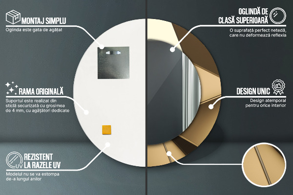 Espejo redondo marco con estampado decorativo Abstracción moderna