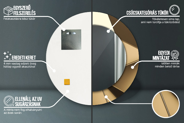 Espejo redondo marco con estampado decorativo Abstracción moderna