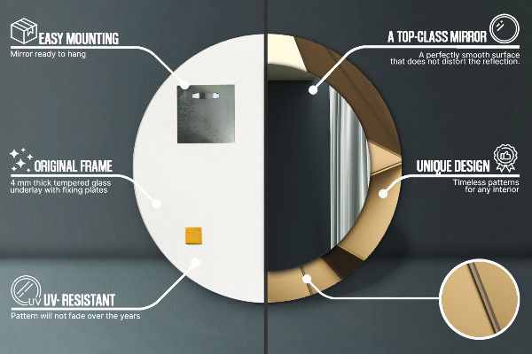 Espejo redondo marco con estampado decorativo Abstracción moderna