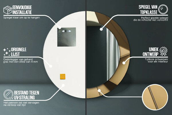 Espejo redondo marco con estampado decorativo Abstracción moderna