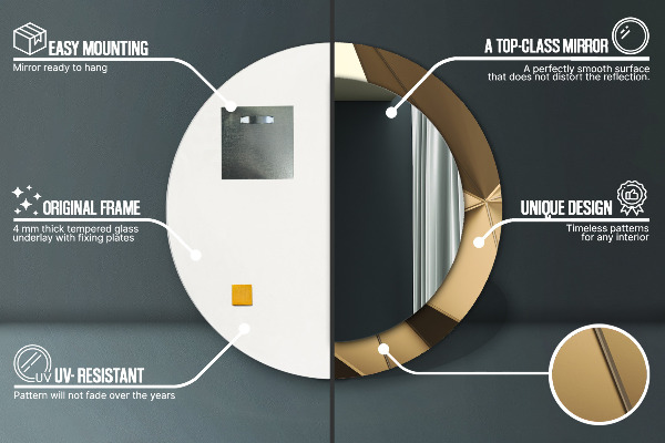 Espejo redondo marco con estampado decorativo Abstracción moderna