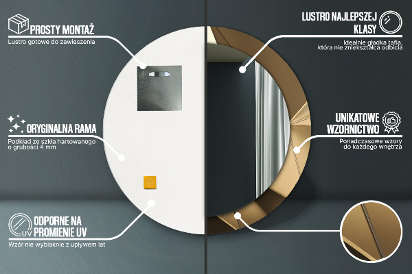 Espejo redondo marco con estampado decorativo Abstracción moderna