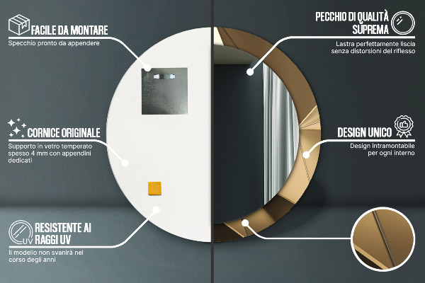 Espejo redondo marco con estampado decorativo Abstracción moderna