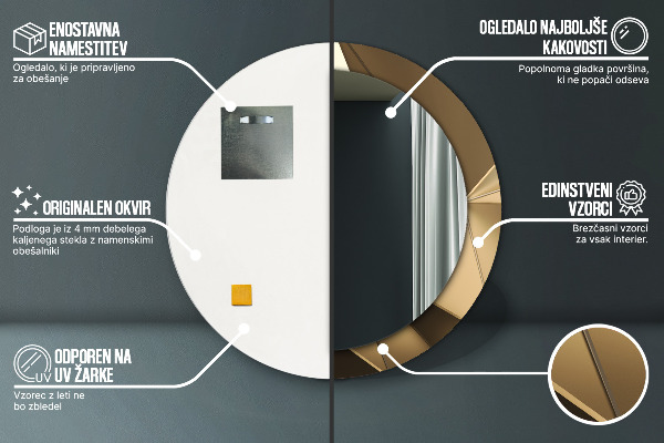 Espejo redondo marco con estampado decorativo Abstracción moderna