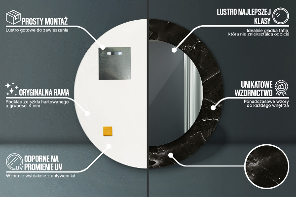 Espejo redondo con decoración Piedra de mármol