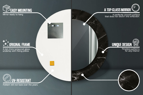 Espejo redondo con decoración Piedra de mármol