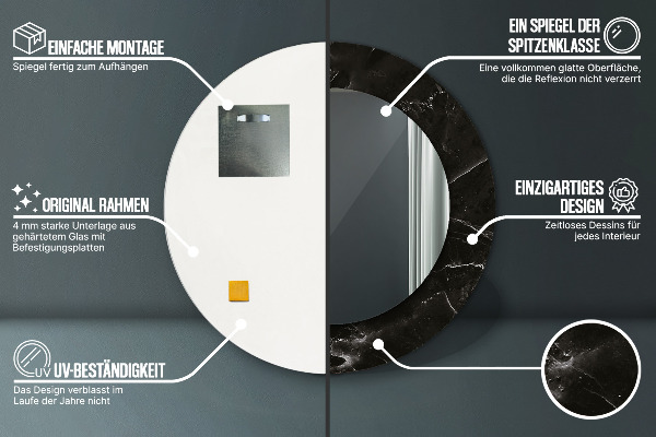 Espejo redondo con decoración Piedra de mármol