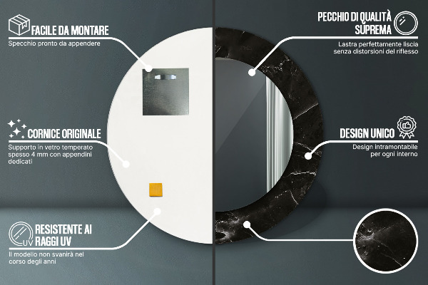 Espejo redondo con decoración Piedra de mármol