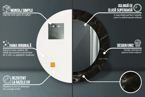 Espejo redondo con decoración Piedra de mármol