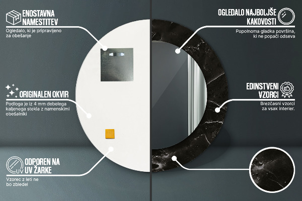 Espejo redondo con decoración Piedra de mármol