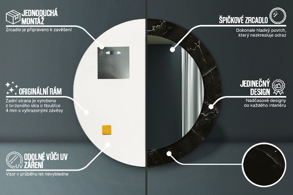 Espejo redondo con decoración Piedra de mármol