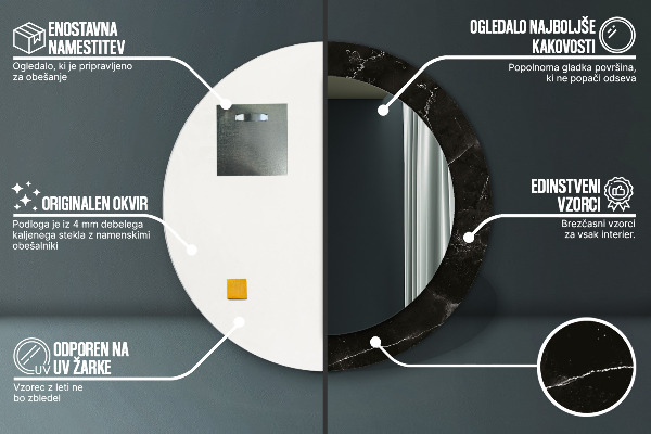 Espejo redondo con decoración Piedra de mármol