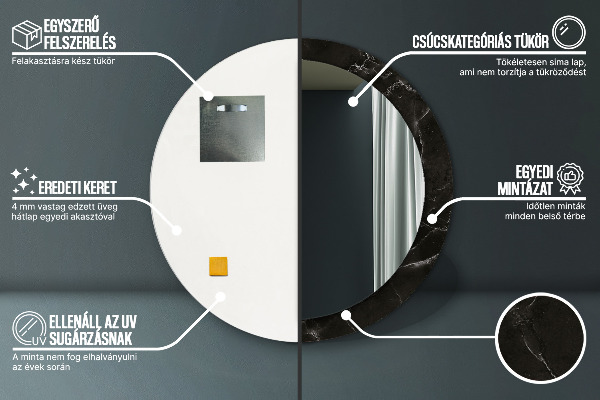 Espejo redondo con decoración Piedra de mármol