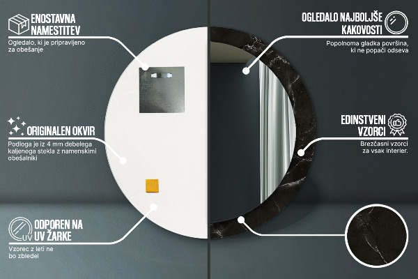 Espejo redondo con decoración Piedra de mármol