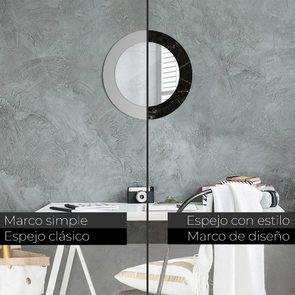 Espejo redondo con decoración Piedra de mármol