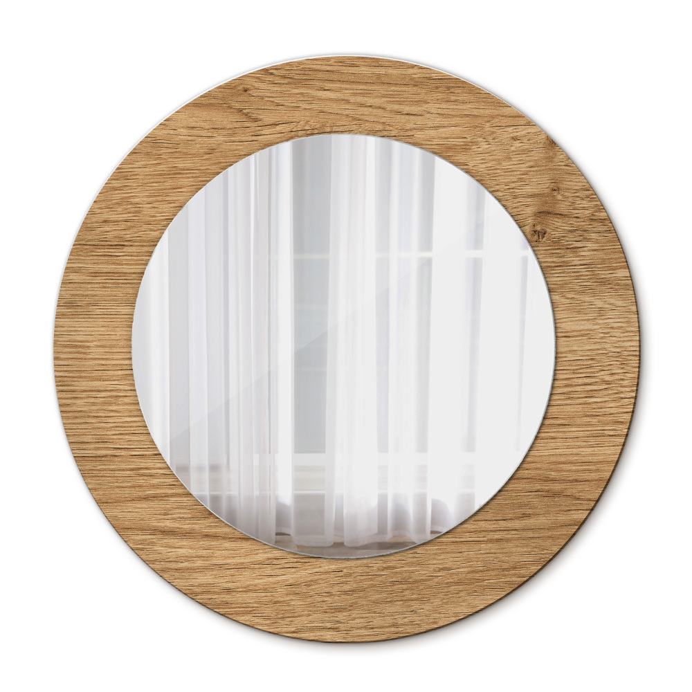 Espejo redondo con decoración Textura de madera