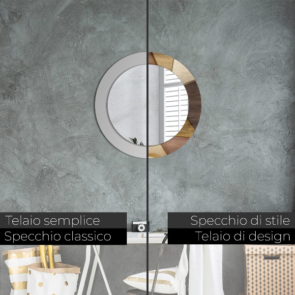 Espejo redondo impreso decorativo redondo Madera geométrica 3d