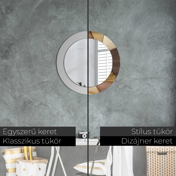 Espejo redondo impreso decorativo redondo Madera geométrica 3d