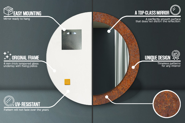 Espejo redondo impreso decorativo redondo Metal oxidado