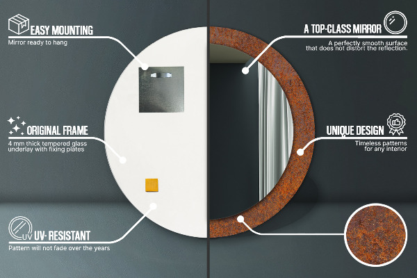 Espejo redondo impreso decorativo redondo Metal oxidado