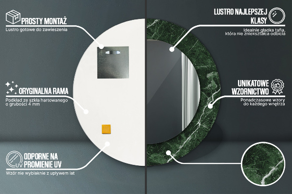 Espejo ścienne decorativo redondo Mármol verde