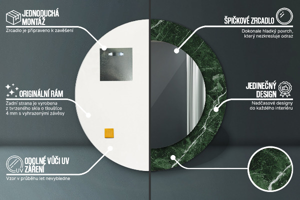 Espejo ścienne decorativo redondo Mármol verde