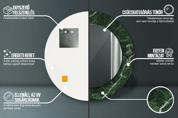 Espejo ścienne decorativo redondo Mármol verde