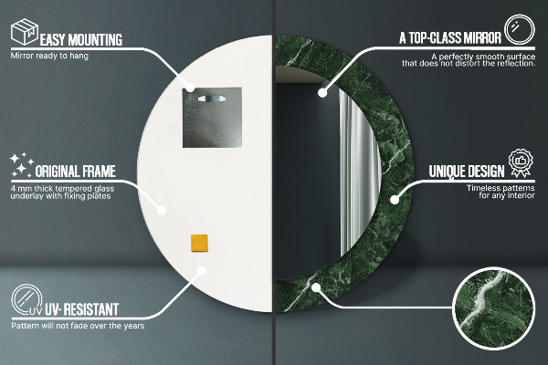 Espejo ścienne decorativo redondo Mármol verde