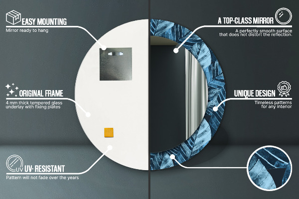 Espejo redondo marco estampado Hojas de la selva