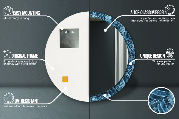 Espejo redondo marco estampado Hojas de la selva