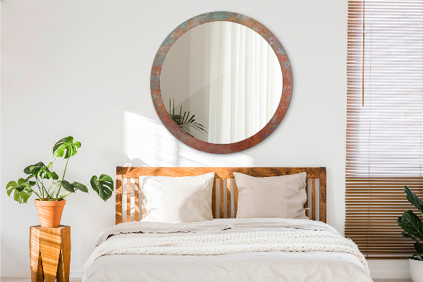 Espejo redondo marco estampado Metal oxidado