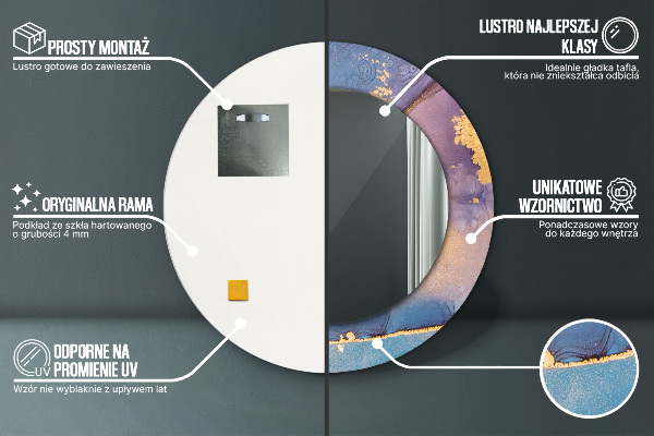 Espejo redondo impreso decorativo redondo Piedra de mármol