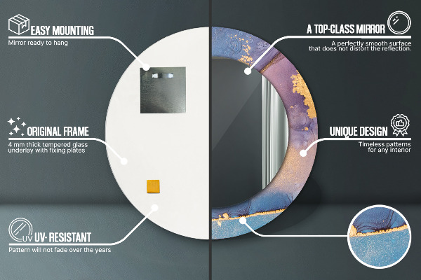 Espejo redondo impreso decorativo redondo Piedra de mármol