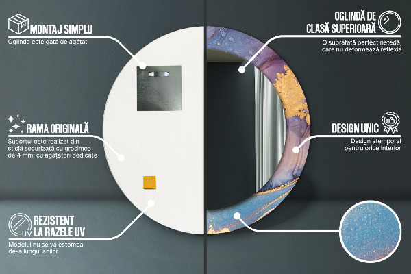 Espejo redondo impreso decorativo redondo Piedra de mármol