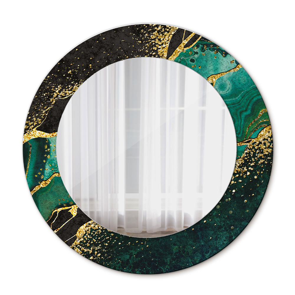 Espejo redondo marco con estampado decorativo Verde marmol