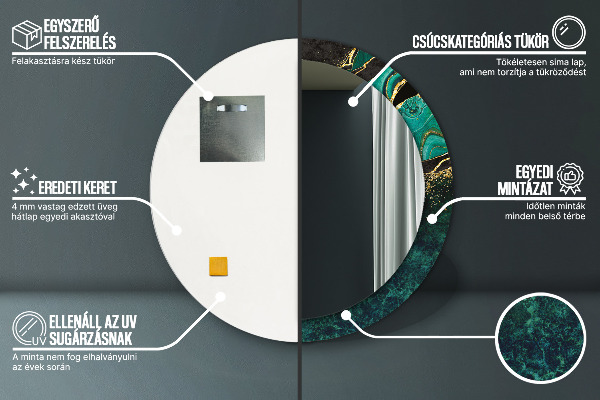 Espejo redondo marco con estampado decorativo Verde marmol