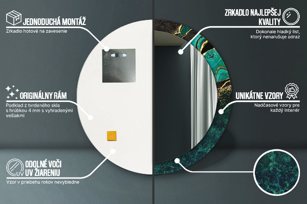 Espejo redondo marco con estampado decorativo Verde marmol