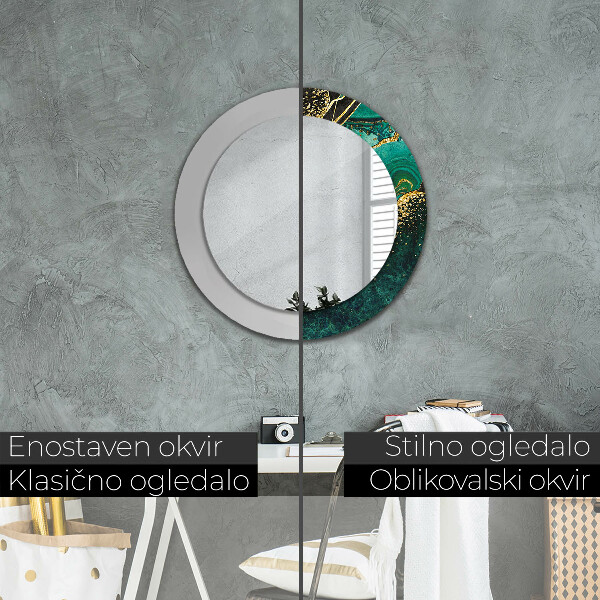 Espejo redondo marco con estampado decorativo Verde marmol