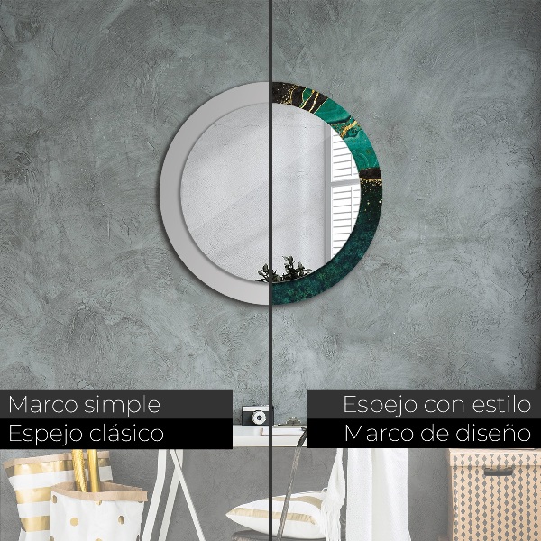 Espejo redondo marco con estampado decorativo Verde marmol