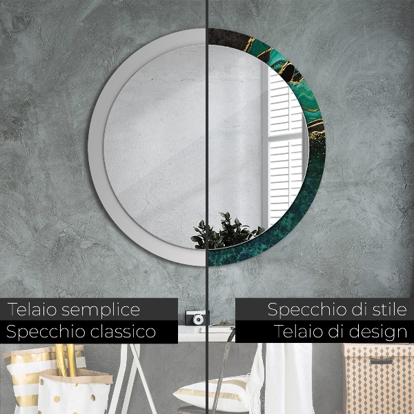 Espejo redondo marco con estampado decorativo Verde marmol