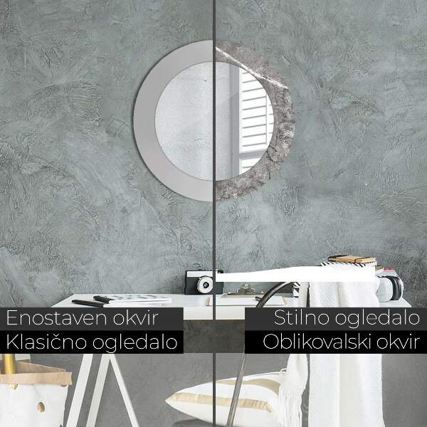 Espejo redondo marco con estampado decorativo Mármol rústico