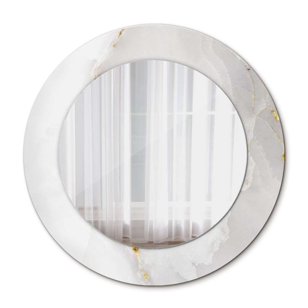 Espejo redondo marco con estampado decorativo Mármol brillante