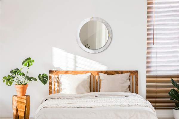 Espejo redondo marco con estampado decorativo Mármol brillante